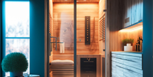 a home sauna connected to a bedroom